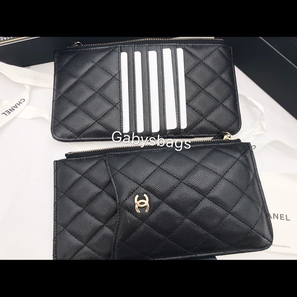 CHANEL Black Caviar Wallet GOLD Card Phone Holder - Picture 3 of 8